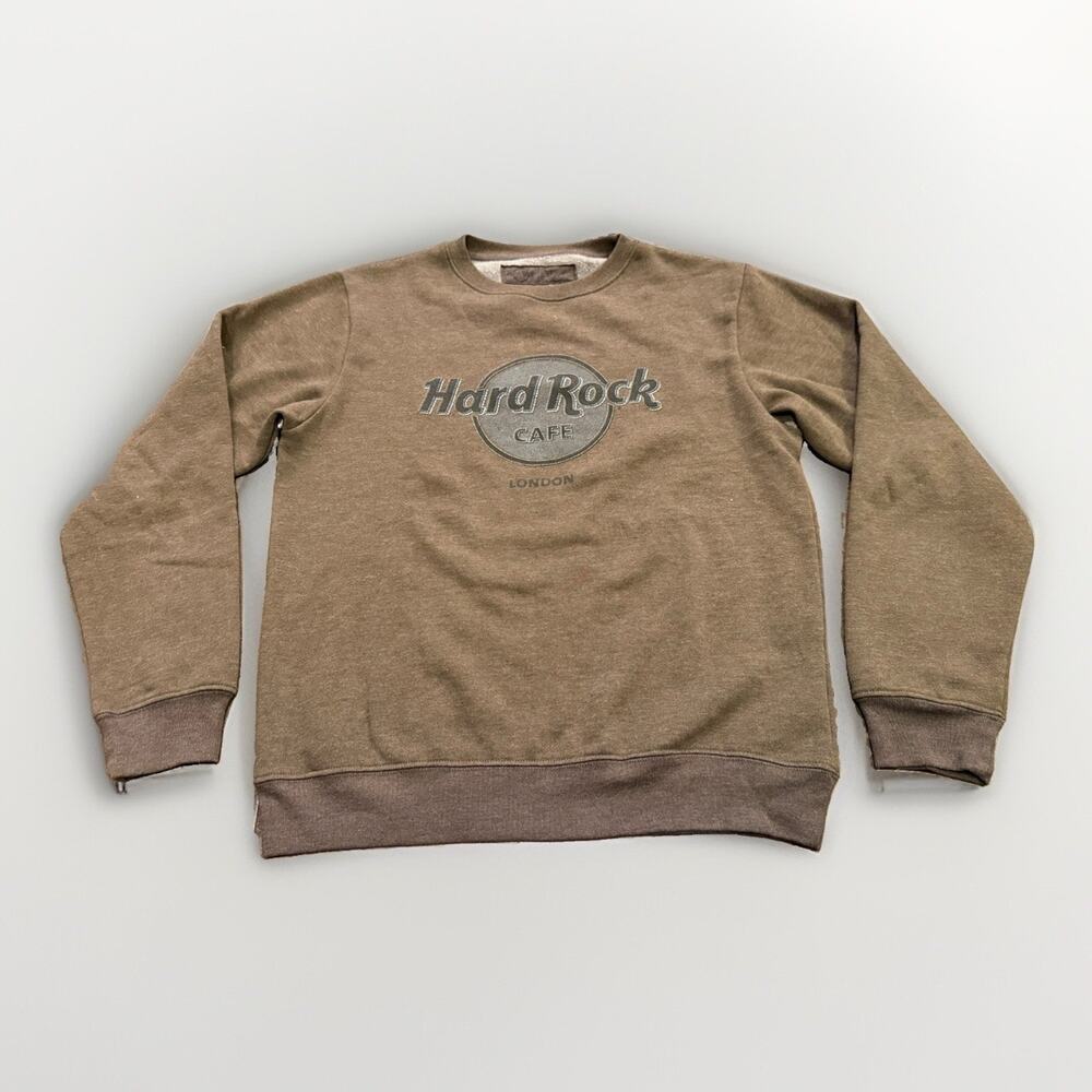 Vintage Hard Rock Cafe London Mens Brown Long Sleeve Sweatshirt Size M Medium